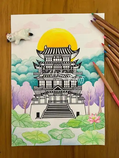 江西南昌滕王阁线描