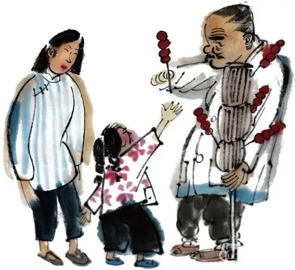 水墨小孩买冰糖葫芦的绘画步骤(3)_国画教程_学画画_我爱画画网_一个