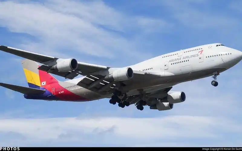 韩亚航空747-400客机在仁川机场2022.8.19