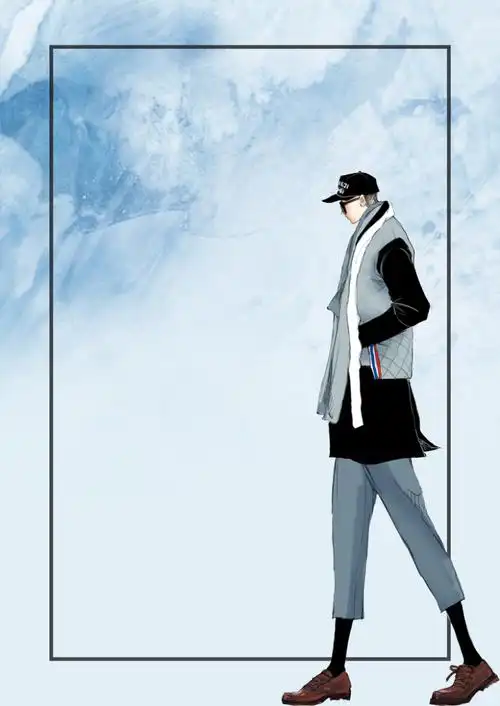 水彩风简约双11男装促销海报背景psd