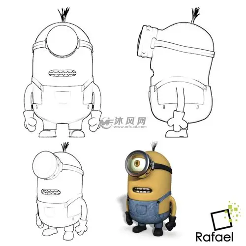 catia绘制的一款经典小黄人模型图纸下载_玩具公仔图纸 - 沐风网