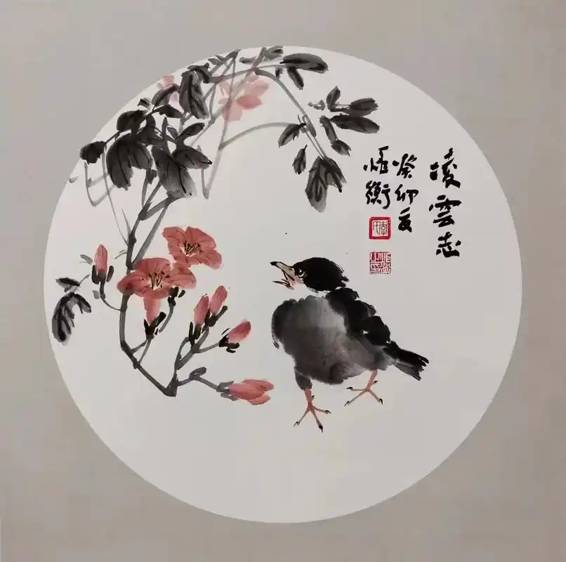 50*50圓卡:国画花鸟画的意境之美,其精髓是赏花鸟画的艳丽