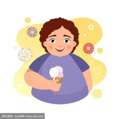 矢量插图的一个胖男孩与冰淇淋.