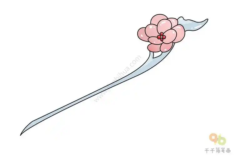 梅花白玉簪简笔画梅花簪子简笔画发簪设计简笔画银凤镂花长簪简笔画