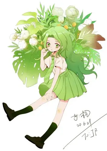 p站画师作品jk少女绿色系