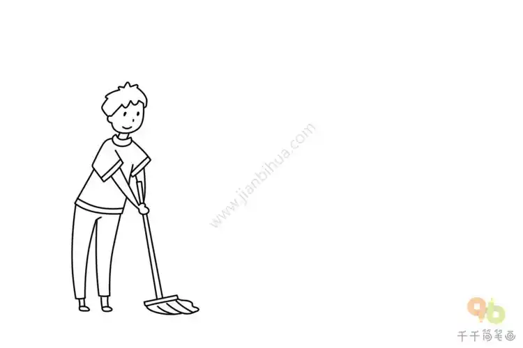 劳动节简笔画打扫卫生的父母