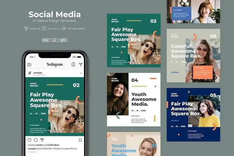 简约的instagram社交海报设计模板