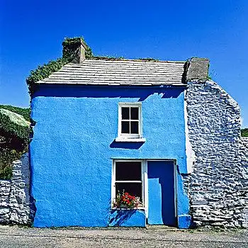 蓝色,涂绘,房子,半岛,科克郡,爱尔兰