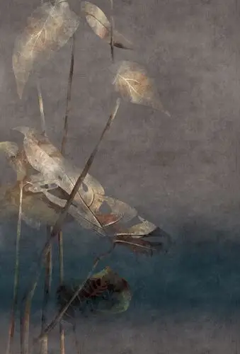 newdeco新蒂克定制壁画 新中式水墨花背景墙壁纸 leaf叶