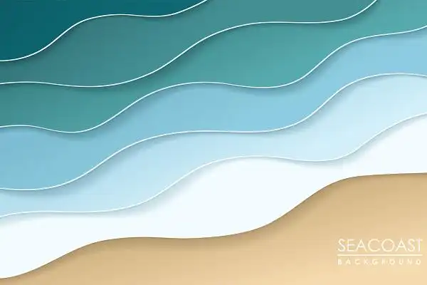 3d立体剪纸风海浪素材