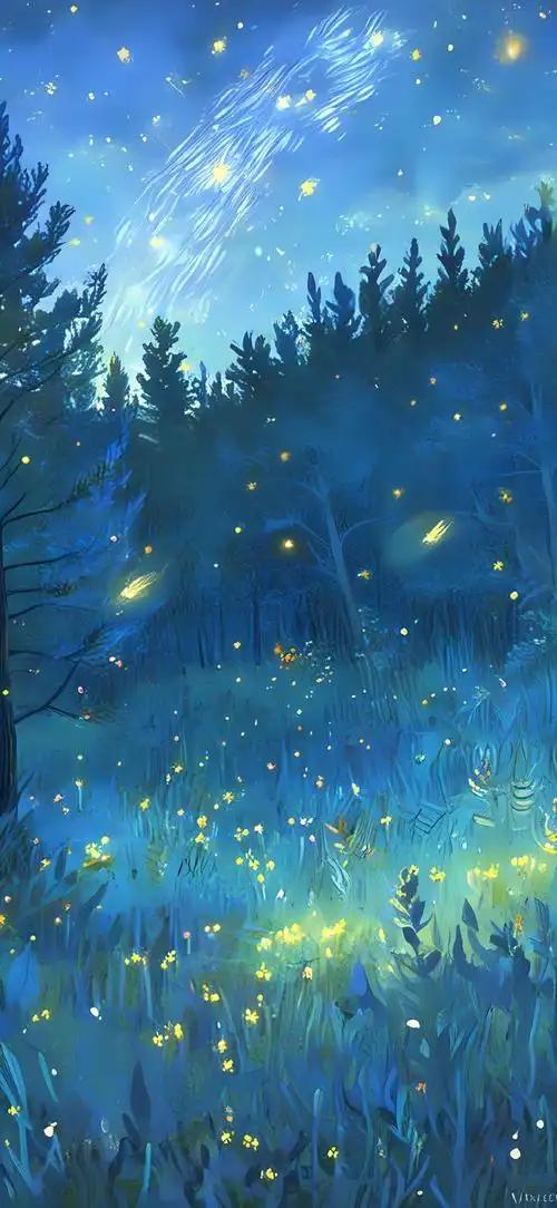 夏日静谧萤火虫森林壁纸
