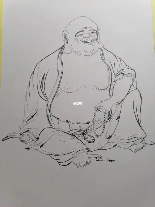 临摹一张弥勒佛希望笑口常开好运自然来