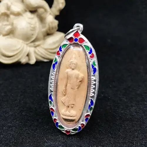 泰国佛牌2500菩塔吞寺行走佛粉版珐琅鉴定卡包泰国特色