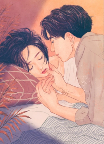 《touch》系列,恋人的亲密接触的故事.来自插画师zipcy的插画.