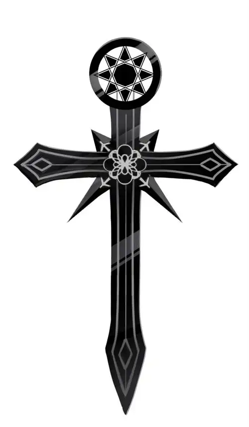 被深沉之地的黑暗玷污的黑色十字架,从耀眼洁净的银色大部分都转变为