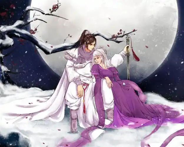 雪中的古风情侣壁纸