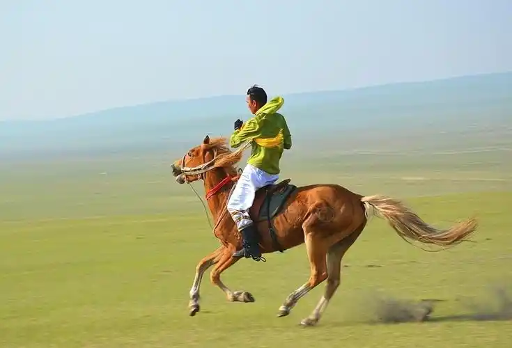 广阔的内蒙古草原和牧场,是蒙古族群众马术运动成长的摇篮.