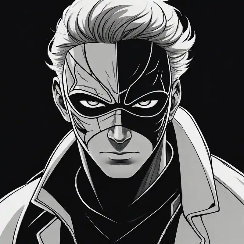 91 面具男黑白素描头像 94 探索面具男的神秘世界,黑白素描的风格