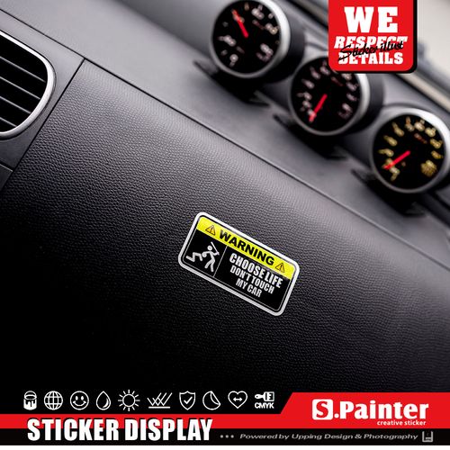 p贴绘社 别碰我车警示车贴 趣味提示火柴人贴纸 创意内饰反光贴