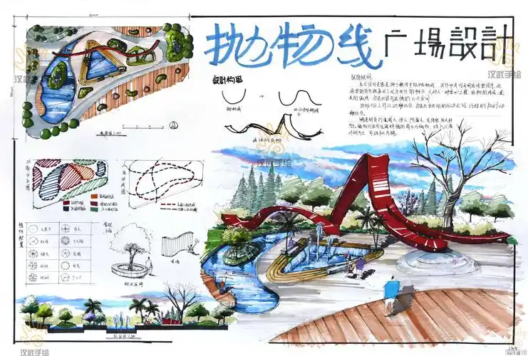环境设计室外景观手绘原创广场快题
