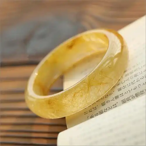 朵儿出品 实物拍摄 天然金发晶手镯 发丝饱满彰显华贵