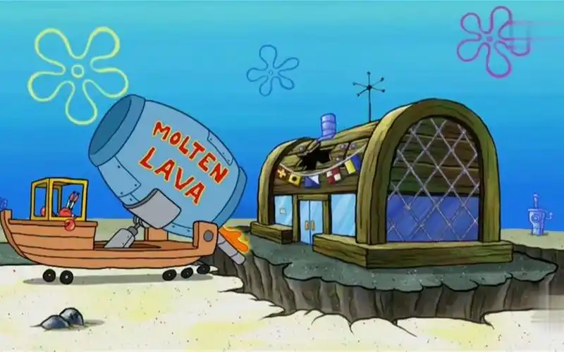 蟹老板在蟹堡王挖壕沟 还往里倒岩浆太疯狂了