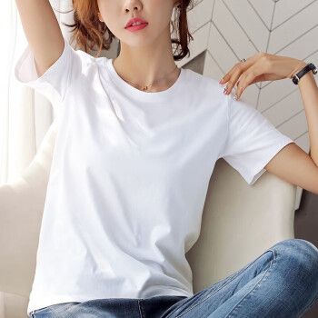 罗维利特纯棉短袖t恤女宽松夏季韩版显瘦女装休闲衣服百搭女士体恤衫