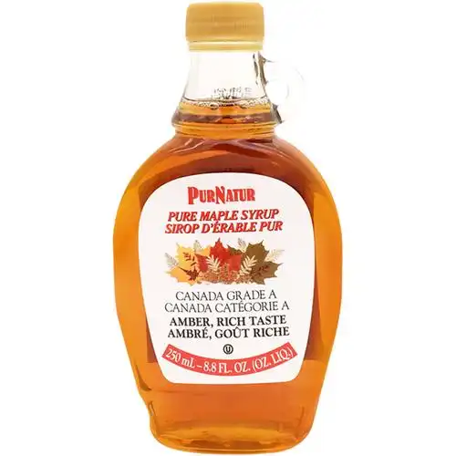 加拿大进口purnatur枫糖 枫叶糖浆 玻璃瓶装250ml*2 天然烘焙原料