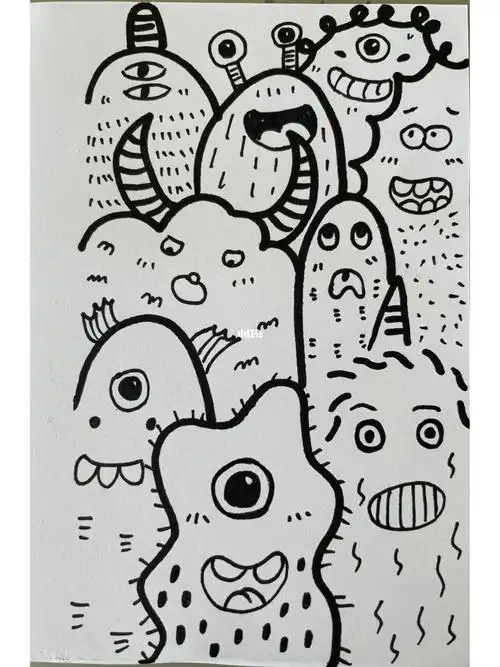 小怪兽简笔画临摹