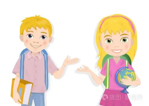 可爱的男生和女生问候的肖像