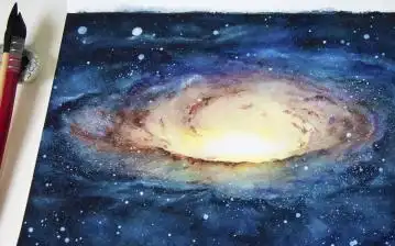 手绘水彩银河系刀口繁花