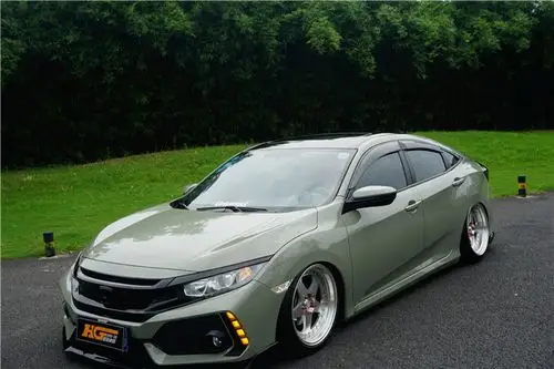 本田思域汽车改装轮毂钢圈 避震 水晶卡其绿 思域改装包围_手机搜狐网