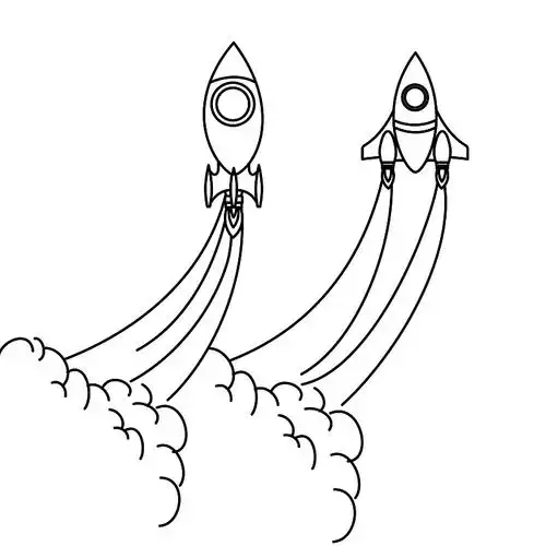 火箭在白色背景中起飞图片
