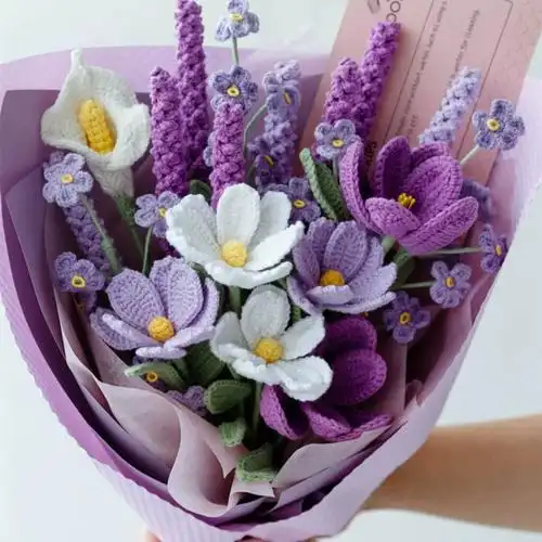 手工编织花束diy材料包毛线自制钩针花卉居家装饰送亲朋礼物