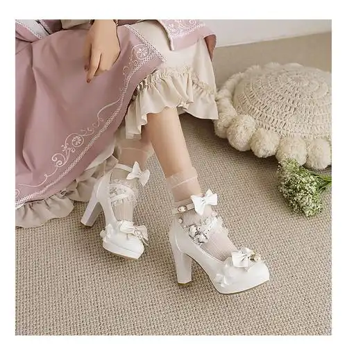 洛丽塔鞋子高跟鞋软妹lolita鞋白色高跟鞋女学生仙女凉鞋女原创lo鞋