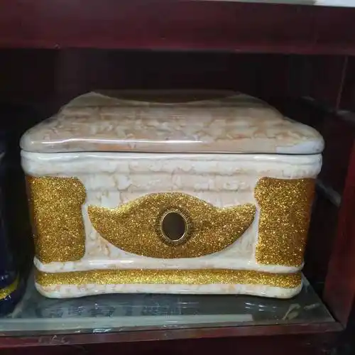 三色如意陶瓷骨灰盒迁坟殡葬骨灰坛白事男女通用厂家批发骨灰罐