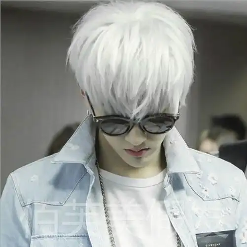 厂家假发批发一件代发时尚男士假发短发奶奶灰原宿假发