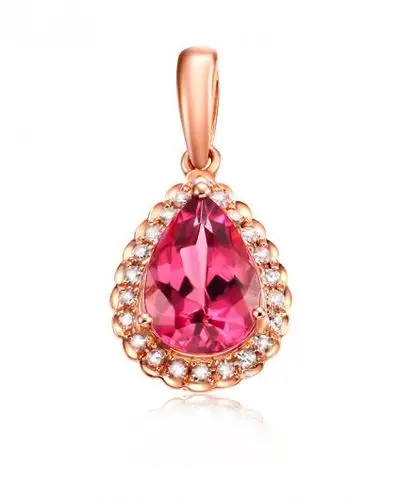 张万福 倾世之爱 18k玫瑰金碧玺水滴吊坠(不含链)(定价)