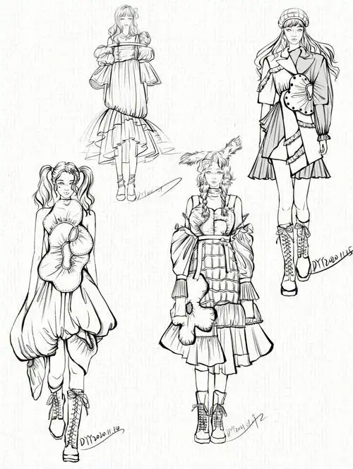 服装效果图  #服装款式图