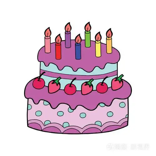 可爱的卡通蛋糕白色背景为儿童版画, t恤, 彩色书, 有趣和友好的性格