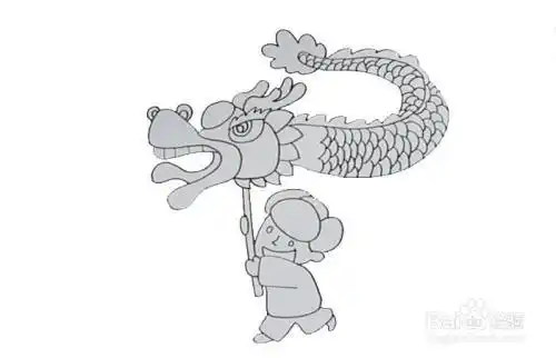 舞龙的小朋友的简笔画