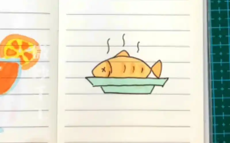 每日一画(162)简笔画清蒸鱼
