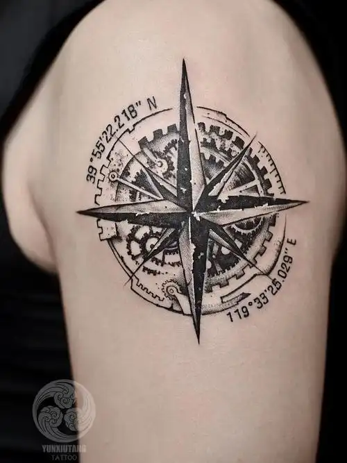 罗盘_纹身图案手稿图片_张小龙的纹身作品集