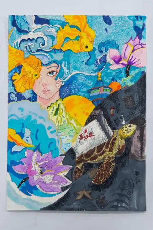 倾听每一片绿色的声音 中学组优秀环保主题绘画 - 智慧妈咪网