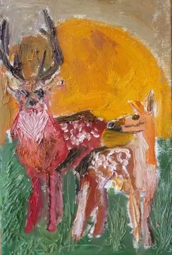 梅花鹿的油画课