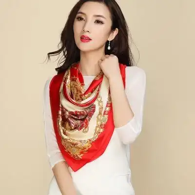 u搭旗袍真丝丝巾女故事百方巾外披肩夏季丝桑蚕围巾上海大薄搭春