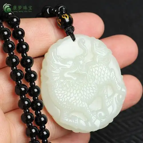 开光天然和田玉白玉麒麟吊坠男款麒麟献瑞玉石玉坠挂件附证书