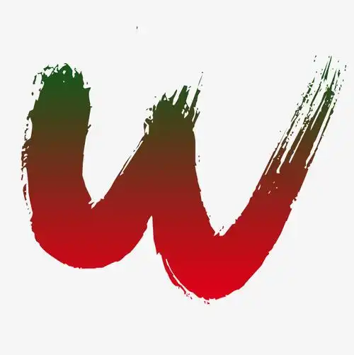 彩色折叠英文字母w