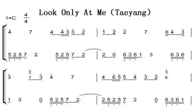 look only at me(taeyang) 钢琴谱 钢琴简谱 钢琴双手简谱 下载
