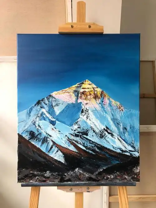 刮刀画珠穆朗玛峰日照金山教程